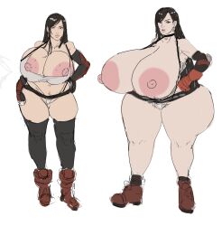 areolae bbw big_breasts bimbo black_hair breasts breasts_out busty clothing final_fantasy final_fantasy_vii gigantic_breasts huge_breasts hyper_breasts large_breasts massive_breasts milf tifa_lockhart venus_body voluptuous ysr3215