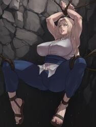 1girls female female_only fully_clothed huge_breasts light-skinned_female light_skin mature_female milf naruto naruto_(series) solo spread_legs tagme thick_thighs tsunade xxoom