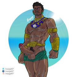 1boy balls bara barazoku big_balls big_penis black_panther:_wakanda_forever erection facial_hair gay hairy hard_on male male_focus male_nipples male_only male_pubic_hair manly marvel marvel_cinematic_universe muscular_male namor nipples nude penis solo solo_male yaoi