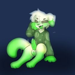 furry furry_only green_fur hoodie kittydogcrystal sravio_(kittydogcrystal)