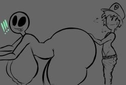 !!! 1boy 1girls alien alien/human alien_girl alien_humanoid american_mythology areolae ass bent_over big_ass big_breasts big_thighs black_eyes breasts bubble_butt classic_alien cumlord cumlord_(artist) curvaceous curvy curvy_body curvy_female curvy_figure eyelashes fat_ass grey_alien grey_background hat huge_ass huge_breasts inminent_sex just_coffee large_breasts larger_female looking_at_viewer monster_girl mythology nipples north_american_mythology open_smile pants public_domain pulling_down_pants roswell_grey short_hair size_difference smaller_male smiling sweat sweating thick_thighs thighs thunder_thighs urban_legend