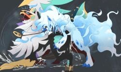 alolan_form alolan_ninetales anal anal_orgasm anal_sex anthro anthro_on_feral anthro_penetrating anthro_penetrating_feral balls biped blue_body blue_fur blush bodily_fluids claws cum cum_in_ass cum_inside cum_on_ground cum_splatter digitigrade duo erection fangs feral feral_penetrated finger_claws fluffy fluffy_tail from_behind_position fur generation_7_pokemon genital_fluids genitals grey_background hi_res hisuian_form hisuian_zoroark hybrid leaking_cum legendary_pokemon male male/male male_on_feral male_penetrated male_penetrating male_penetrating_male ninetales nintendo open_mouth penetration penis pokemon pokemon_(species) quadruped regional_form_(pokemon) saliva saliva_string sex shaded silvally simple_background snout sweat tail teeth tenebscuro toe_claws tongue tongue_out watermark zoophilia zoroark