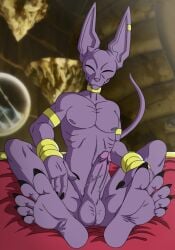 5_toes absurd_res balls barefoot beerus boner claws digital_drawing_(artwork) digital_media_(artwork) domestic_cat dragon_ball dragon_ball_super erection feet felid feline felis foot_focus foot_ninja15 furry furry_only genitals hi_res humanoid humanoid_feet male male_only mammal nude penis plantigrade soles solo tail toe_claws toes