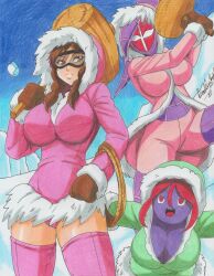 3girls archdan big_breasts big_hips chubby_female fighting_wire_frames ice_climber mountain nana_(ice_climber) poly_(archdan) prima_(archdan) primid ravern_clouk ravernclouk super_smash_bros._brawl super_smash_bros._melee