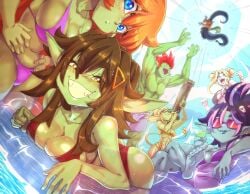 6girls absurd_res beach beachgoblin bikini character_request cove_beachgoblin gobbie_lynne goblin goblin_female green_skin honey_goblin indie_virtual_youtuber jummy_(vtuber) looking_at_viewer nisego pool smiling smiling_at_viewer swimsuit virtual_youtuber water