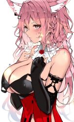 1girls 2023 :/ animal_ear_fluff animal_ears arknights ascot bare_shoulders big_breasts bra braid braided_hair breasts busty cleavage curvaceous curvy embarrassed enormous_breasts giant_breasts gigantic_breasts gloves hair_between_eyes hair_ornament hands_on_own_chest hi_res huge_breasts hyper_breasts kemonomimi large_breasts light-skinned_female light_skin long_hair looking_at_viewer massive_breasts pink_eyes pink_hair plastic_night_q pozyomka_(arknights) seductive seductive_eyes seductive_look seductive_pose shy side_braid simple_background solo standing upper_body voluptuous waist wasp_waist white_background wolf_ears wolf_girl