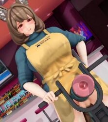 3d animated apron artificial_vagina breeding_mount censored futa_only futanari marumega mosaic_censoring mp4 no_sound sex_toy tagme video