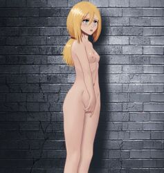 1girls attack_on_titan blonde_female blonde_hair blue_eyes christa_lenz female historia_reiss long_legs naked naked_female shingeki_no_kyojin slender_legs solo