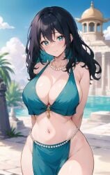 1girls ai_generated black_hair breasts cleavage female hi_res huge_breasts light-skinned_female light_skin long_hair original original_character stable_diffusion stuffyai