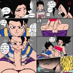 1boy 1futa angry balls big_balls big_breasts big_butt big_hair big_penis biting_lip black_eyes black_hair blowjob blue_eyes blush breasts cabba caulifla clothed clothing curved_to_the_right_penis deep_blowjob dialogue dragon_ball dragon_ball_super duo english_text erection eye_contact fellatio futa_focus futa_on_male futanari gag gagging handjob huge_cock human light-skinned_futanari light-skinned_male light_skin mostly_clothed oral oral_sex pants pants_down penis pov saiyan sex skurigami slurp slurping spiky_hair spread_legs spreading submissive text text_bubble tongue_out topless transformation universe_6 veiny_penis yellow_hair