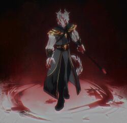 1boy anthro baldur's_gate biceps blood blood_on_face bodily_fluids clothing dragon dragonborn_(dnd) dungeons_and_dragons hasbro hi_res magic_user male male_only muscular muscular_anthro muscular_male nat_alia77 robe scales solo the_dark_urge_(baldur's_gate) white_body white_scales wizards_of_the_coast