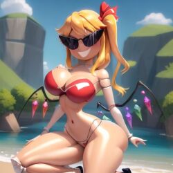 ai_generated armpits bimbo bimbo_body bimbofication bimbofied body_modification corset dollification female flandre_scarlet hourglass_figure huge_ass huge_breasts implied_transformation knick_knack midriff npg8993 panties permanent_smile smile sunglasses sunnification sunny_miami thick_thighs thin_waist touhou transformation wide_hips