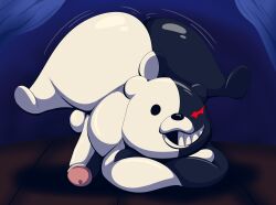 anthro ass ass_up balls bear big_penis danganronpa gay genitals handstand hi_res looking_at_viewer male male_only mammal monokuma nude penis short_stack solo tepigfan101 theater