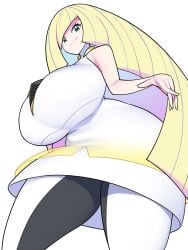 1girls alternate_version_available bellupup big_breasts blonde_hair bottomwear breasts dress female female_only game_freak green_eyes hair huge_breasts large_breasts leggings long_hair lusamine_(pokemon) mature mature_female mature_woman milf mother pokemon pokemon_sm solo solo_female thick_thighs thighs topwear white_dress