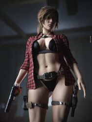 3d abs athletic athletic_female brown_eyes brown_hair busty colt_1911 dual_wielding female female_focus female_only hourglass_figure lara_croft lara_croft_(survivor) long_hair muscle_tone navel necklace pinup pinup_pose pistol ponytail rro.lled standing tagme thigh_holster tomb_raider tomb_raider_(survivor) toned toned_female veiny veiny_muscles wide_hips