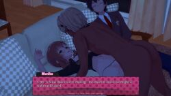 1girls 2boys 3d animated bouncing_breasts brown_hair cheating cheating_(relationship) cheating_girlfriend clothed_female clothed_female_nude_male clothed_sex cuckold cuckolding dark-skinned_male dark_skin ddlc_text_box doki_doki_literature_club female femsub green_eyes infidelity interracial koikatsu light-skinned_female light-skinned_male light_skin male maledom missionary missionary_position moaning moaning_in_pleasure monika_(doki_doki_literature_club) mp4 netorare night ntr on_sofa school_uniform sex sleeping sofa sound spexlimt stealth_sex tagme vaginal vaginal_insertion vaginal_penetration vaginal_sex video