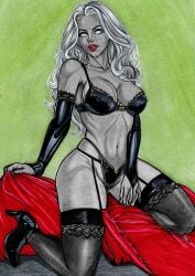 1girls 2023 chaos_comics coffin_comics death_(personification) ed_benes_studio female_focus female_only garter_straps grim_reaper hi_res high_heels huge_breasts lady_death latex_gloves lingerie looking_at_viewer queen_of_the_dead seductive_look solo_female solo_focus voluptuous voluptuous_female white_body white_hair