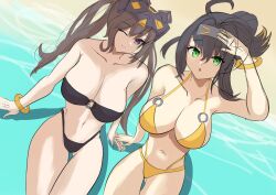 2girls bikini duel_monster female female_only i:p_masquerena s-force_rappa_chiyomaru swimsuit yu-gi-oh!