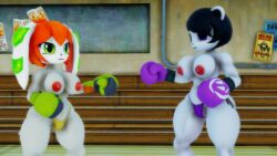 2girls 3d 3d_(artwork) anthro big_breasts big_thighs bikini_bottom black_hair boxing boxing_gloves boxing_ring boxing_stance breasts canine curvy duo female female_only freedom_planet freedom_planet_2 gloves green_eyes looking_at_each_other milla_basset neera_li nipples panda part_of_a_set purple_boxing_gloves purple_eyes purple_gloves red_hair sahanovazamat tagme tail thick thick_hips thick_thighs thighs thong topless topless_boxing two-tone_boxing_gloves two-tone_gloves video_games wide_hips