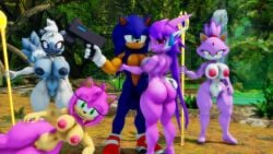 3d 3d_(artwork) amy_rose anthro aquatic_dragon blaze_the_cat cat crossover dragon eastern_and_western_character feline freedom_planet freedom_planet_2 hedgehog lemur looking_at_viewer looking_back_at_viewer sahanovazamat sash_lilac sonic_(series) sonic_the_hedgehog sonic_the_hedgehog_(comics) sonic_the_hedgehog_(idw) sonic_the_hedgehog_(series) tangle_the_lemur video_games