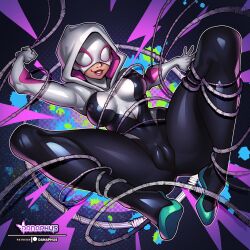 1girls danaphus fanart gwen_stacy latex_suit marvel mask masked masked_female patreon patreon_reward spider-gwen spider-man_(series) spider_web spiderverse superheroine