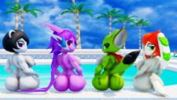 anthro aquatic_dragon canine carol_tea dragon feline freedom_planet freedom_planet_2 looking_back_at_viewer milla_basset neera_li panda sahanovazamat sash_lilac video_games wildcat