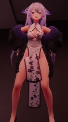 3d amechan_e animated censored china_dress chinese_clothes erection erection_under_clothes fox_ears futa_only futanari mosaic_censoring penis penis_under_clothes surprise_futa video