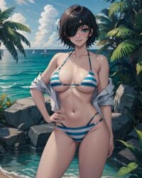 ai_generated beach big_breasts bikini chainsaw_man himeno_(chainsaw_man) lxlbanner short_hair