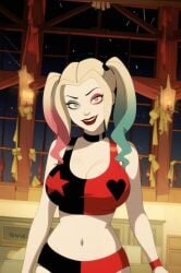 ai_generated bonnieaiart breasts dc dc_comics female female_only harley_quinn harley_quinn_(series) nai_diffusion solo stable_diffusion tagme white_skin