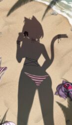 beach_shadow_trend cat_ears cat_tail catgirl female_only meme shadow squchan_(vtuber) vank0art virtual_youtuber vyugen