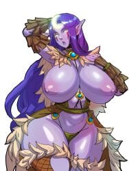 1girls big_breasts blizzard_entertainment breasts clothing female huge_breasts knife_ears long_ears long_hair maniacpaint night_elf nipples pointy_ears purple_body purple_hair purple_skin shalendris skimpy solo thick_thighs warcraft wide_hips world_of_warcraft