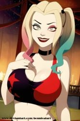 ai_generated bonnieaiart breasts dc dc_comics female female_only harley_quinn harley_quinn_(series) nai_diffusion solo stable_diffusion tagme white_skin