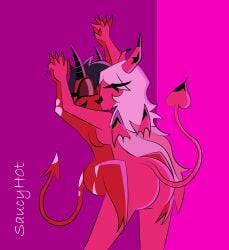 2demons 2girls ass breasts demon demon_girl demon_girls demon_horns demon_tail demon_wings demoness demons helluva_boss imp millie_(helluva_boss) nude saucyh0t succubus succubus_horns succubus_tail succubus_wings verosika_mayday_(helluva_boss) yuri