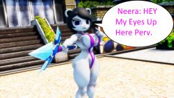 anthro dialogue english_text freedom_planet freedom_planet_2 looking_at_viewer neera_li panda pov sahanovazamat talking_to_viewer video_games