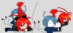 1boy 1girls black_tail blushed crustacean demon demon_tail funamusea licking_pussy lobco red_hair roc_hijohshiki shrimp shrimp_tail wadanohara_and_the_great_blue_sea white_skin