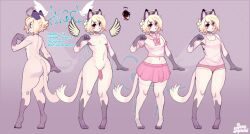 anthro ass blonde_hair bottomwear clothed clothing crossdressing domestic_cat felid feline felis girly hair hi_res legwear male male_only mammal seyferwolf short skirt thigh_highs