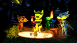 3d_(artwork) animated anthro digital_media_(artwork) drakeledragon female group kobold kobold_garden sex source_filmmaker sucking summoning_circle tentacle