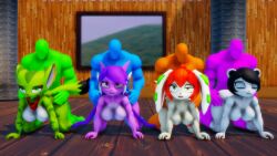 anthro aquatic_dragon canine carol_tea doggy_style dragon feline freedom_planet freedom_planet_2 looking_back_at_viewer milla_basset neera_li panda sahanovazamat sash_lilac video_games wildcat