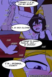 1futa 1girls 2020 areolae big_breasts big_penis black_hair blonde_hair breasts burplenurpless comic dialogue duo english_text erection female futa_on_female futanari half-sisters half_siblings handjob human incest intersex light-skinned_female light-skinned_futa light_skin long_hair mostly_nude nipples penis ruby_rose rwby short_hair siblings sisters text yang_xiao_long