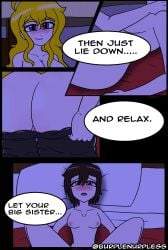 1futa 1girls 2020 ahoge areolae big_breasts big_penis black_hair blonde_hair breasts burplenurpless comic completely_nude dialogue duo english_text erection female futa_on_female futanari half-sisters half_siblings handjob human implied_futa incest intersex light-skinned_female light-skinned_futa light_skin long_hair mostly_nude nipples nude nude_female nude_futa penis ruby_rose rwby short_hair siblings sisters text undressing yang_xiao_long