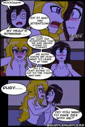 1futa 1girls 2020 ahoge areolae big_breasts big_penis black_hair blonde_hair breasts burplenurpless comic completely_nude dialogue duo english_text erection female futa_on_female futanari half-sisters half_siblings handjob human implied_futa incest intersex light-skinned_female light-skinned_futa light_skin long_hair mostly_nude nipples nude nude_futa penis ruby_rose rwby short_hair siblings sisters text yang_xiao_long
