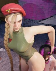 2girls 3d ass_smother ass_smothering ass_sniffing beret big_thighs blender blender_taper blonde_hair butt_smother cammy_white colored_hair female_domination femdom juri_han leotard purple_hair smothering street_fighter street_fighter_6 theblendertaper worship yuri