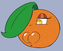 animate_inanimate color eyelashes female fruit hair_over_one_eye half-closed_eyes one_eye_obstructed orange orange_(fruit) original_character plump plump_labia puffy_pussy pussy shu_(slem) slem waddling_head x_anus yellow_eyes