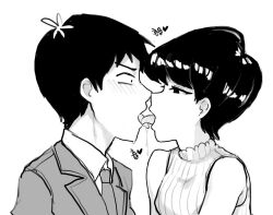 1boy 1boy1girl 1girls age_difference black_eyes black_hair eye_contact eyebrows eyes female french_kiss fur jorin kissing kissing komi-san_wa_komyushou_desu komi_shuuko light-skinned_female light-skinned_male light_skin looking_at_partner male male/female milf mother red_fur saliva school_uniform tadano_hitohito tagme tongue tongue_out white_background