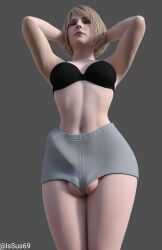 3d ashley_graham ashley_graham_(ella_freya) athletic_futanari balls balls_peek big_penis breasts erection_under_clothes futa_only futanari issus69 partially_clothed resident_evil resident_evil_4 resident_evil_4_remake