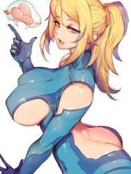 1girls ass baby_(metroid) blonde_hair breasts female fumio_(rsqkr) large_ass large_breasts light-skinned_female light_skin long_hair metroid metroid_(creature) nintendo samus_aran slim_waist