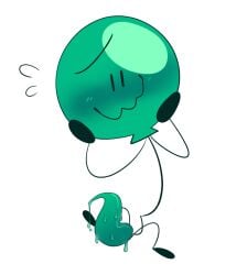 1boy animate_inanimate balloon balloony_(bfdi) battle_for_bfdi battle_for_dream_island big_penis blush bodily_fluids cat_smile digital_media_(artwork) flustered genitals green_blush green_penis hands_on_own_cheeks inflatable male male_only melting_penis nervous not_furry object_shows paintbrussy penis simple_background solo sweat sweatdrop tapering_penis unusual_penis white_background