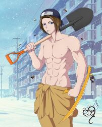 bare_chest bees honey keyring loreleth male_only muscular muscular_male naruto naruto_(series) ninja oc russian shovel snow