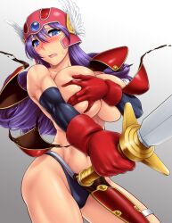 big_breasts bikini_armor bimbo blush breasts clothing covering_breasts dragon_quest dragon_quest_iii horny huge_breasts large_breasts milf seductive shin_nihon_pepsitou soldier_(dq3) splush_wave st.germain-sal tagme