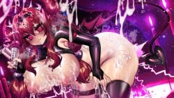 demon_girl huge_ass huge_breasts latex osiimi red_hair voluptuous